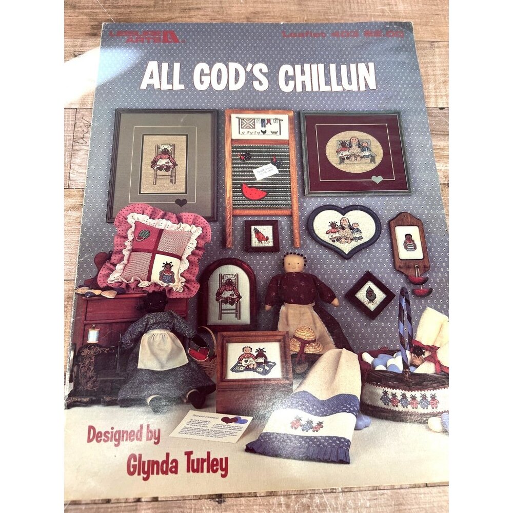 Vintage Cross Stitch Pattern Book All Gods Chillun Country Folk Craft Design